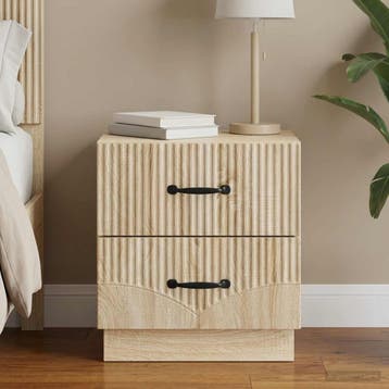 vidaXL Nachtkastje Sonoma Eiken 43 x 34,5 x 44,5 cm Bewerkt, Minder dan 45 cm, Verzenden, Nieuw, Minder dan 55 cm