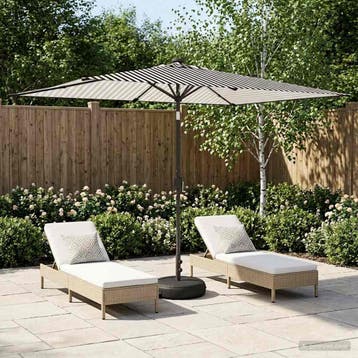 vidaXL Tuinparasol met LED-lampen en voet 200 x 300 cm, Verzenden, Nieuw, 1 tot 2 meter