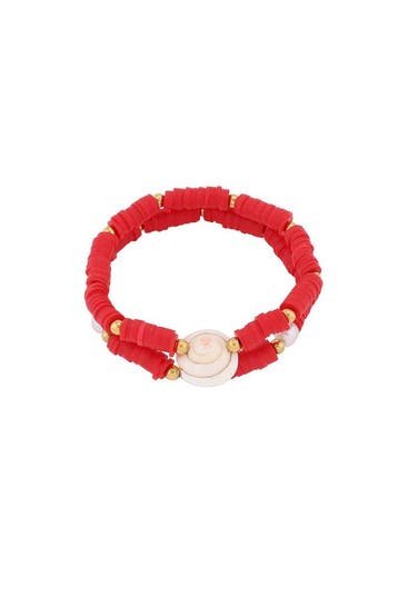 Dubbele schelp armband (Kralen armbanden, Armbanden), Verzenden, Nieuw, Zilver, Overige materialen
