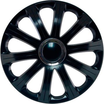 J-Tec 4-Delige Wieldoppenset Modena 15-inch zwart + chroom, Ophalen of Verzenden, Nieuw