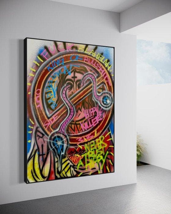 Outside313 - Never trust a hippy, Antiek en Kunst, Kunst | Schilderijen | Modern