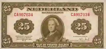 Bankbiljet 25 gulden 1943 II Wilhelmina Zeer Fraai, Verzenden