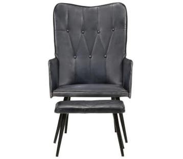 Relaxfauteuil met voetenbank | Industrieel | 74% Korting, Minder dan 75 cm, Nieuw, Leer, Ophalen of Verzenden