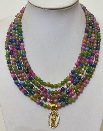 agaat uit Brazilië multicolor met Santa Muerte en Grieks