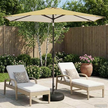 vidaXL Tuinparasol met LED-lampen en voet 270 x 270 cm, Verzenden, Nieuw, 2 tot 3 meter