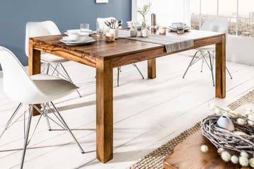 Massief houten eettafel PURE 160-240cm natuurlijke Sheesham, Ophalen of Verzenden, Nieuw
