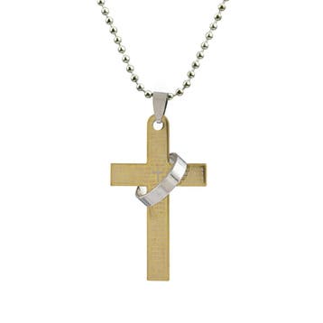 Fako Bijoux - Ketting - Kruis Met Ring - Goudkleurig, Sieraden, Tassen en Uiterlijk, Kettingen, Verzenden, Nieuw