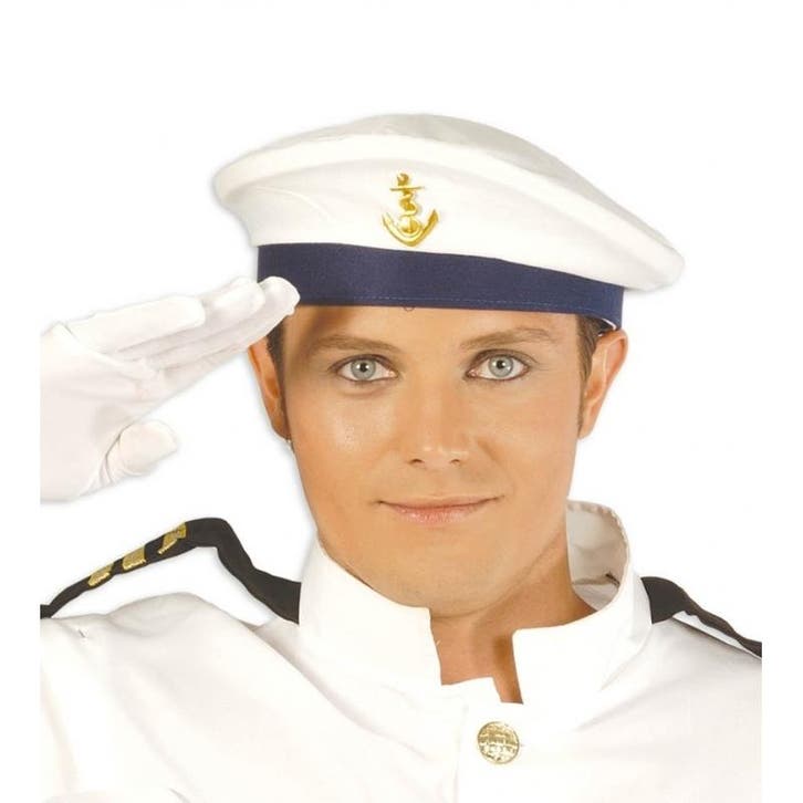Marine verkleed baret/hoed met gouden scheepsanker - Baret.., Hobby en Vrije tijd, Feestartikelen, Verzenden