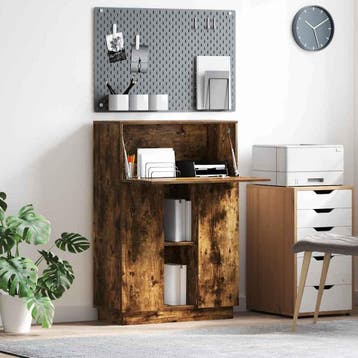 vidaXL Bureau Gerookt eiken 71,5 x 31,5 x 106,5 cm Bewerkt, Verzenden, Nieuw