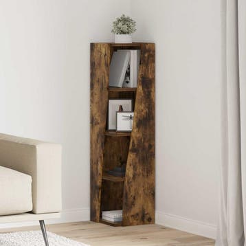 vidaXL Hoekkast 27,5x27x102cm Bewerkt hout Gerookt eiken, Verzenden, Nieuw