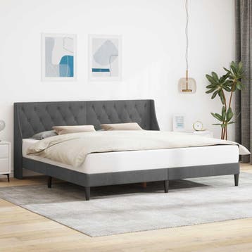 vidaXL Bedframe met hoofdeinde Donkergrijs 200 x 200 cm, Verzenden, Nieuw, Tweepersoons, Stof