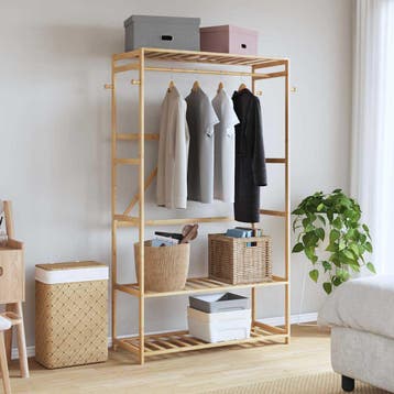 vidaXL Kledingrek met schappen 110x40x175 cm bamboe, Verzenden, Nieuw