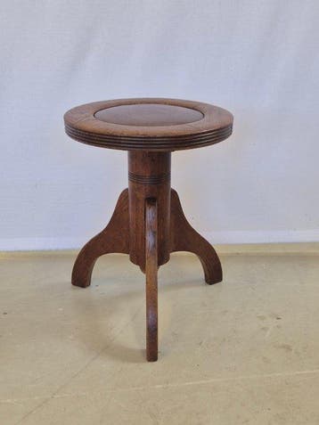 Kruk - Leder, IJzer, Hout - Pianokruk Art Deco
