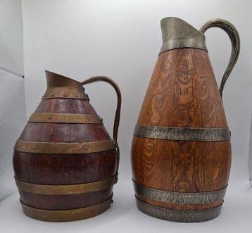 Kruik - Hout, Messing, IJzer - Wijnboerenkarafjes, Antiek en Kunst