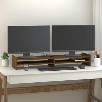 vidaXL Monitorstandaard 100x27x15 cm massief grenenhout, Verzenden, Nieuw