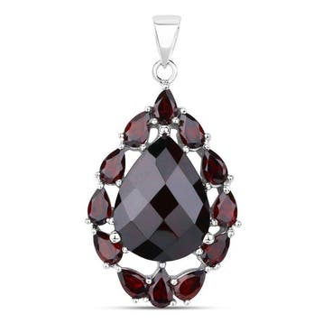 Hanger - 14 karaat Witgoud - 15.55ct. tw. Granaat -, Sieraden, Tassen en Uiterlijk, Antieke sieraden
