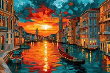 Iconica - Venetian Sunset & Gondolier - unique 1/1 XXL (100