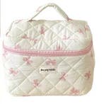 Katoenen toilettas met strik gewatteerde make-up organizer, Verzenden, Nieuw