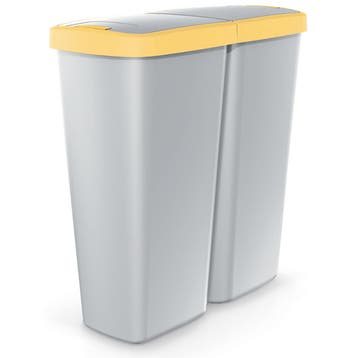 Afvalbak Duo grijs/geel 50L 55x25x57cm (Huishouden), Verzenden, Nieuw