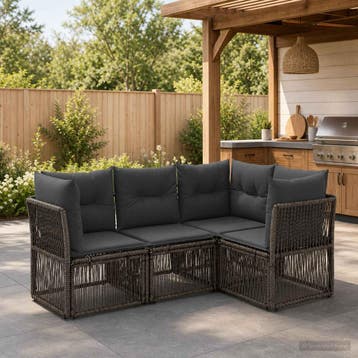 vidaXL Tuinbankenset 4 st Grijs poly rattan, Verzenden, Nieuw, 4 zitplaatsen
