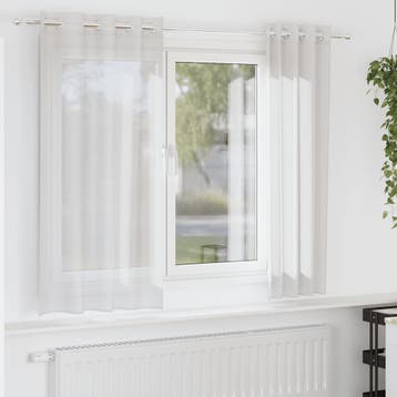 vidaXL Gordijnen voile met doorvoertules 2 st wit, Huis en Inrichting, Stoffering | Gordijnen en Lamellen, Verzenden, Nieuw, Wit