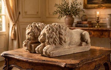 sculptuur, Coppia leoni - 20 cm - Canovas leeuwenpaar —