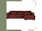 Leren hoekbank Flow - 2,5 zits arm links + longchair rechts, 250 tot 300 cm, Hoekbank, Nieuw, Ophalen of Verzenden