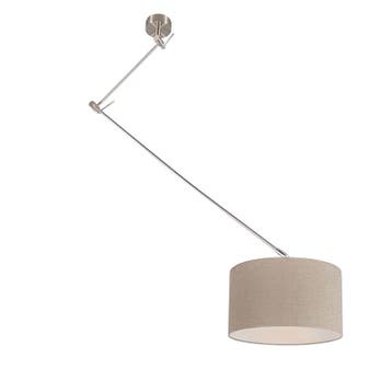 Hanglamp staal met kap 35 cm lichtbruin verstelbaar - Blitz, Huis en Inrichting, Lampen | Hanglampen, Verzenden, Nieuw, Modern