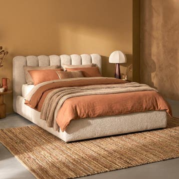 *WOONWINKEL* Gestoffeerd Bedframe Boucle Beige 160 X 200 Cm, Verzenden, Nieuw, Beige