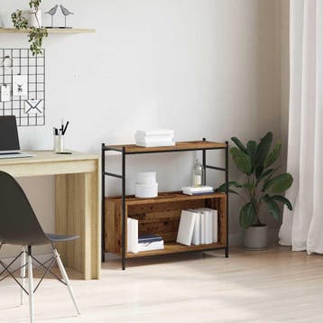 vidaXL Boekenkast 80 x 30 x 78,5 cm Bewerkt hout Gerookt, Minder dan 50 cm, Verzenden, Nieuw, Minder dan 100 cm