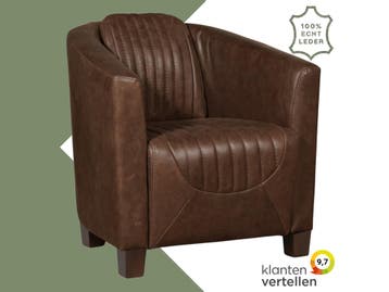Leren fauteuil Press Special - Vintage Brown (bruin) -, Nieuw, Ophalen of Verzenden, Eigentijds, Klassiek, Retro, Romantisch, Vintage