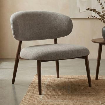 *WOONWINKEL* Fauteuil Walnoot Met Beige Stof, Verzenden, Nieuw, Stof