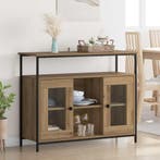 vidaXL Dressoir Artisan Eiken 100 x 35 x 80 cm Bewerkt hout, Huis en Inrichting, Kasten | Dressoirs, 100 tot 150 cm, Verzenden