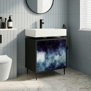 vidaXL Badkamerkast RAALTE Zwart eiken 60 x 40 x 61 cm, Verzenden, Nieuw