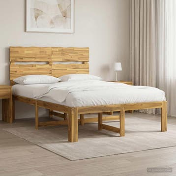 vidaXL Tweepersoonsbed met hoofdeinde ROSTOCK Wit 150 x 200, Huis en Inrichting, Verzenden, Wit, Hout, Nieuw