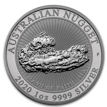 Silver Nugget Hand of Faith 1980 1 oz 2020 (30.000 oplage), Verzenden, Losse munt, Zilver