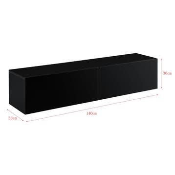TV meubel Evaton zwevend 140x33x30 cm zwart hoogglans [en.ca, Verzenden, Nieuw