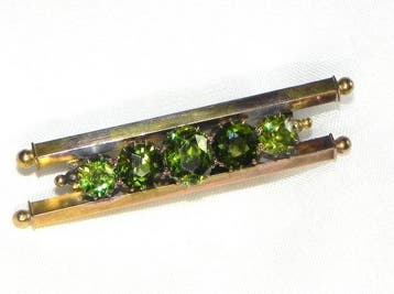 Broche - 14 karaat Geel goud Demantoid, Sieraden, Tassen en Uiterlijk