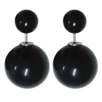 Fako Bijoux - Oorbellen - Double Dots - Parel - Zwart, Verzenden, Nieuw