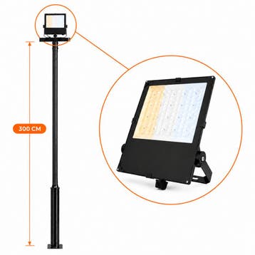 Lichtmast incl. industriële bouwlamp / verstraler | 300CM, Staande lamp, Nieuw, Ophalen of Verzenden, Netvoeding