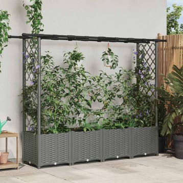 vidaXL Verhoogd Bed met Trellis en Dak Lichtgrijs 203 x 40 x, Verzenden, Nieuw, Minder dan 60 cm, 60 cm of meer