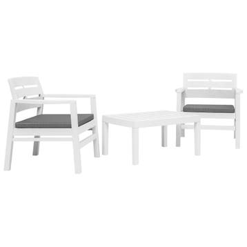 vidaXL 3-delige Loungeset kunststof wit, Tuin en Terras, Verzenden, Textileen, 3 zitplaatsen, Nieuw