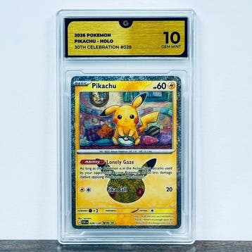 Pokémon Graded card - Pikachu Holo 028 - 30th Anniversary –, Nieuw