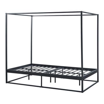 [en.casa] Hemelbed Kristianstad met bedbodem 120x200 cm zwar, Huis en Inrichting, Slaapkamer | Bedden, Verzenden, Nieuw