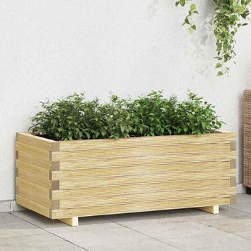 vidaXL Plantenbak verhoogd rechthoekig 100x50x40 cm hout, Tuin en Terras, Verzenden, Minder dan 60 cm, Nieuw, Hout