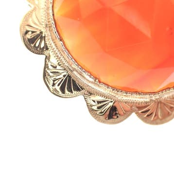 Vintage gouden broche/hanger met grote carneool, Ophalen of Verzenden, Gebruikt, Goud, Overige merken