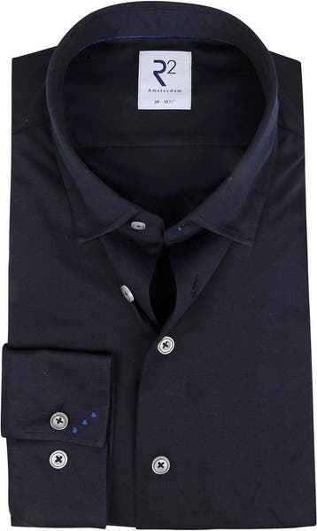 R2 Overhemd Uni Donkerblauw maat 48 Heren, Verzenden, Nieuw, Blauw, R2 Amsterdam