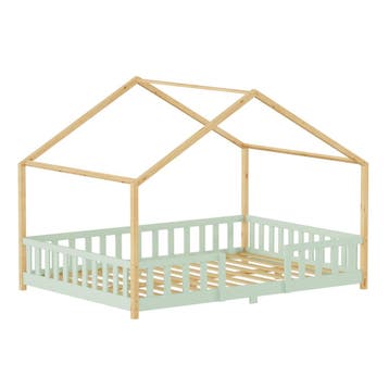 Kinderbed Treviolo huisbed 140x200 cm mintgroen en naturel [, Verzenden, Nieuw