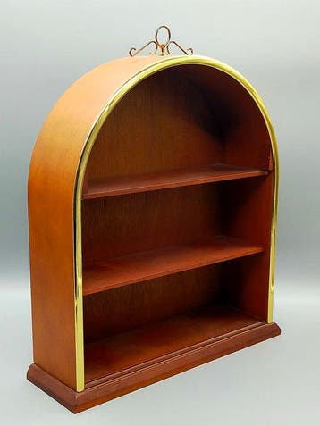 Elegantes Vintage Holz Wandregal Setzkasten Bogen Messing -, Antiek en Kunst