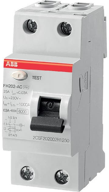 ABB aardlekschakelaar / 2-polig, 30mA, 63A / FH 202 A, Ophalen of Verzenden, Nieuw